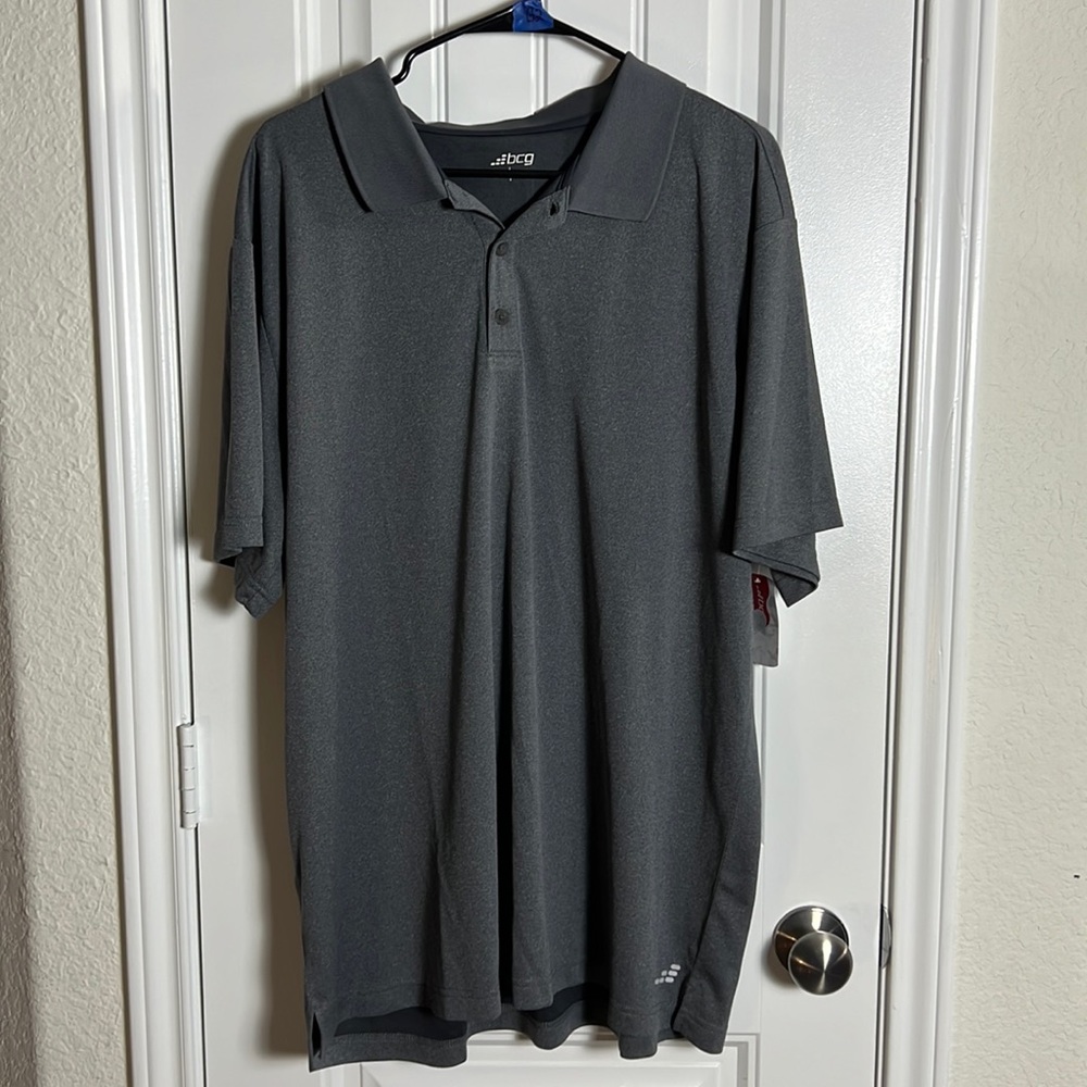 BCG Mens Coaches Polo Gray collard dri fit NEW WITH TAGS